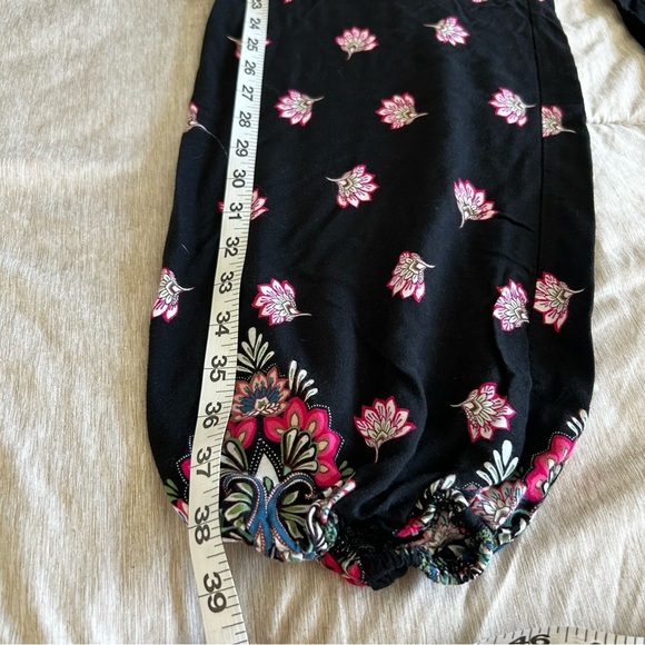 Boho Black and Pink Patterned Lightweight Baggy Pants - Picture 9 of 9